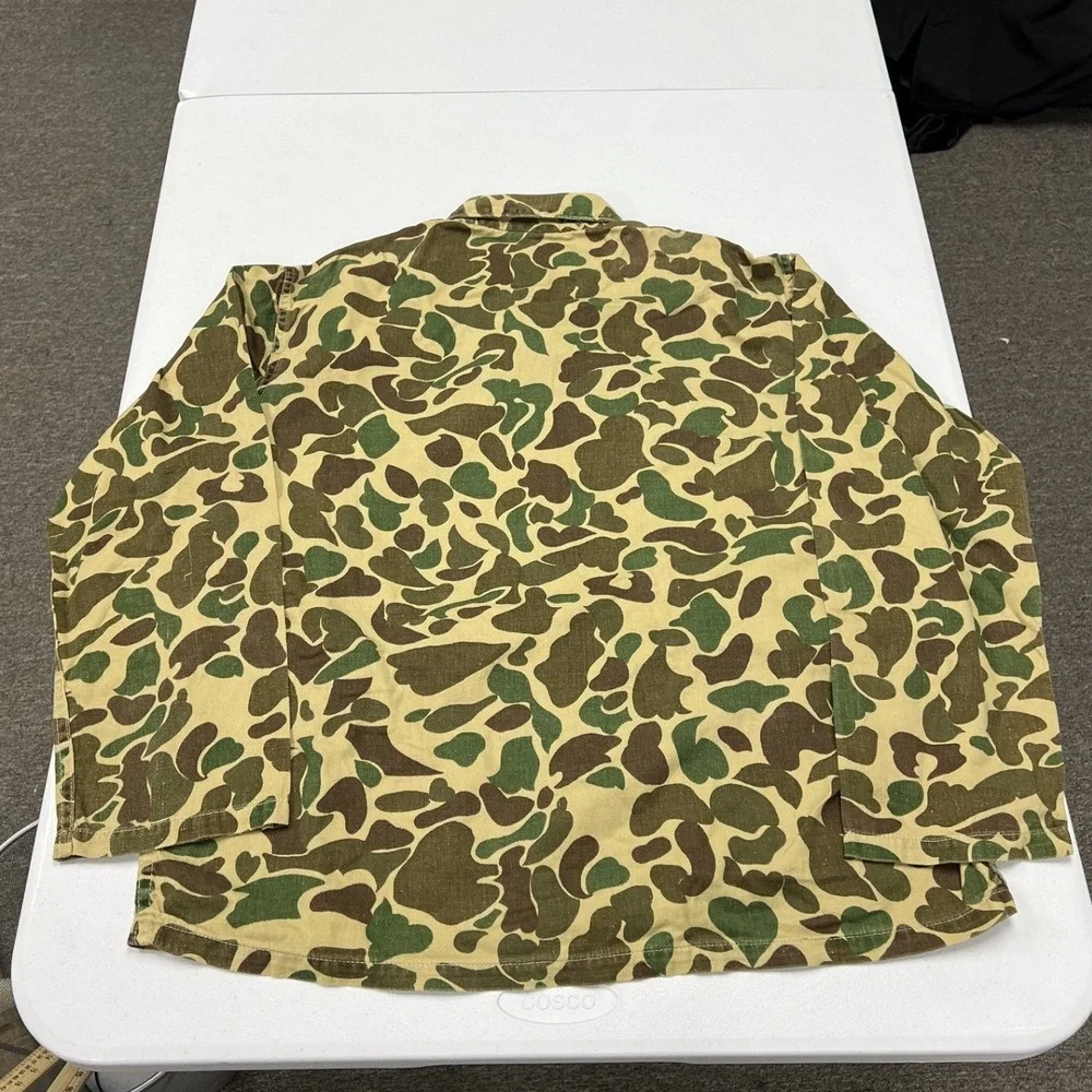 80s Camo Field Jacket Mens L Green Duck Hunter Frog Skin Chore Coat